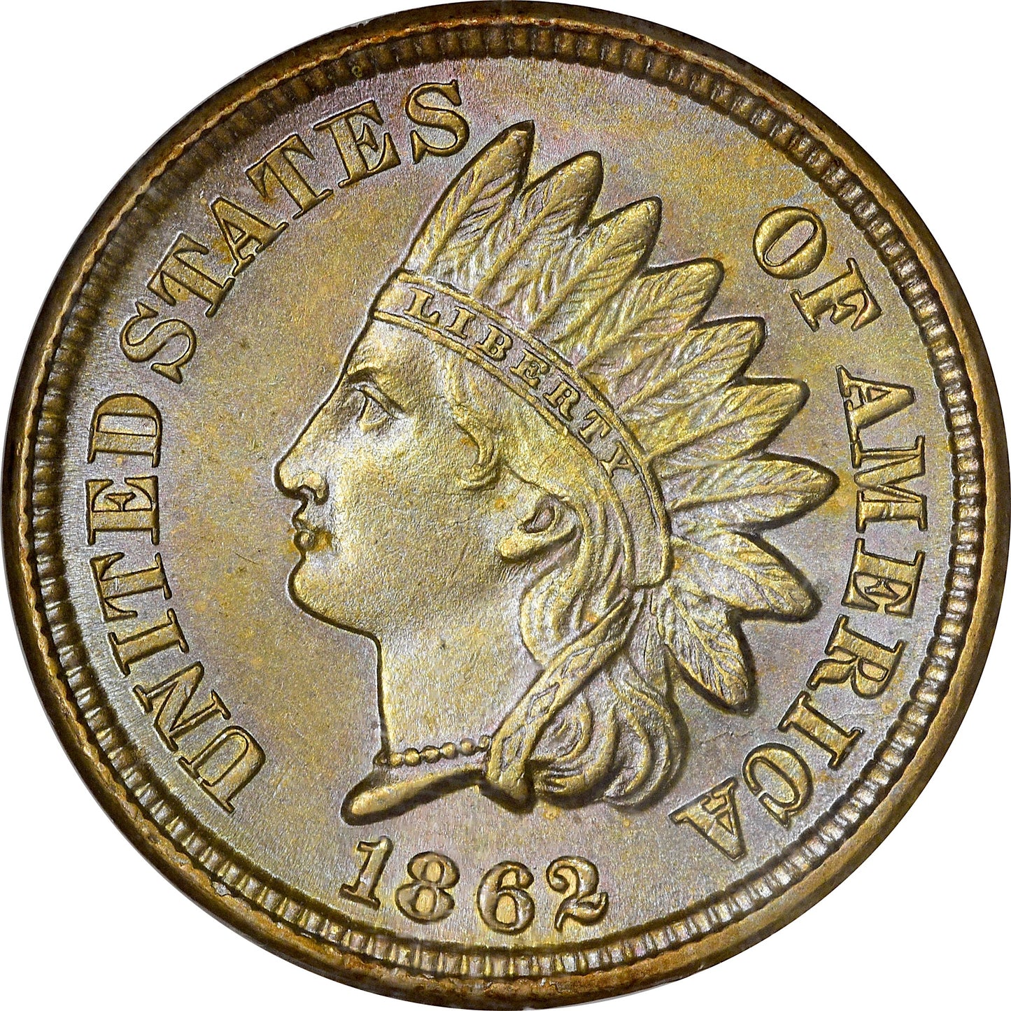 1862 1C MS64 OH NGC GOLD CAC EEPS