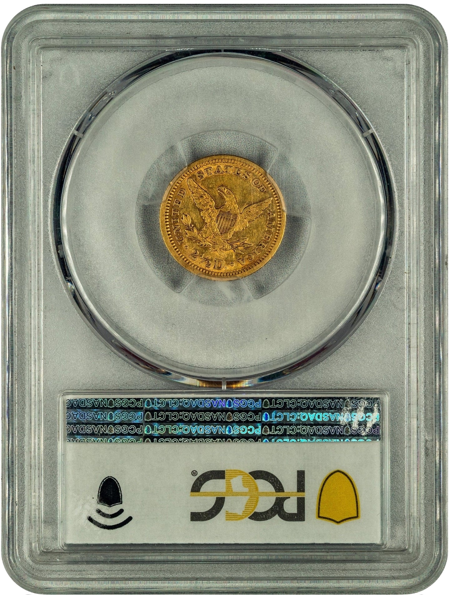1862 $2.5 AU53 PCGS CAC REVERSE HOLDER