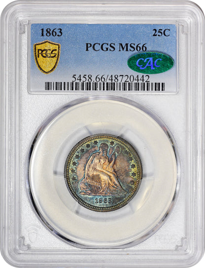 1863 25C Ms66 Pcgs Cac