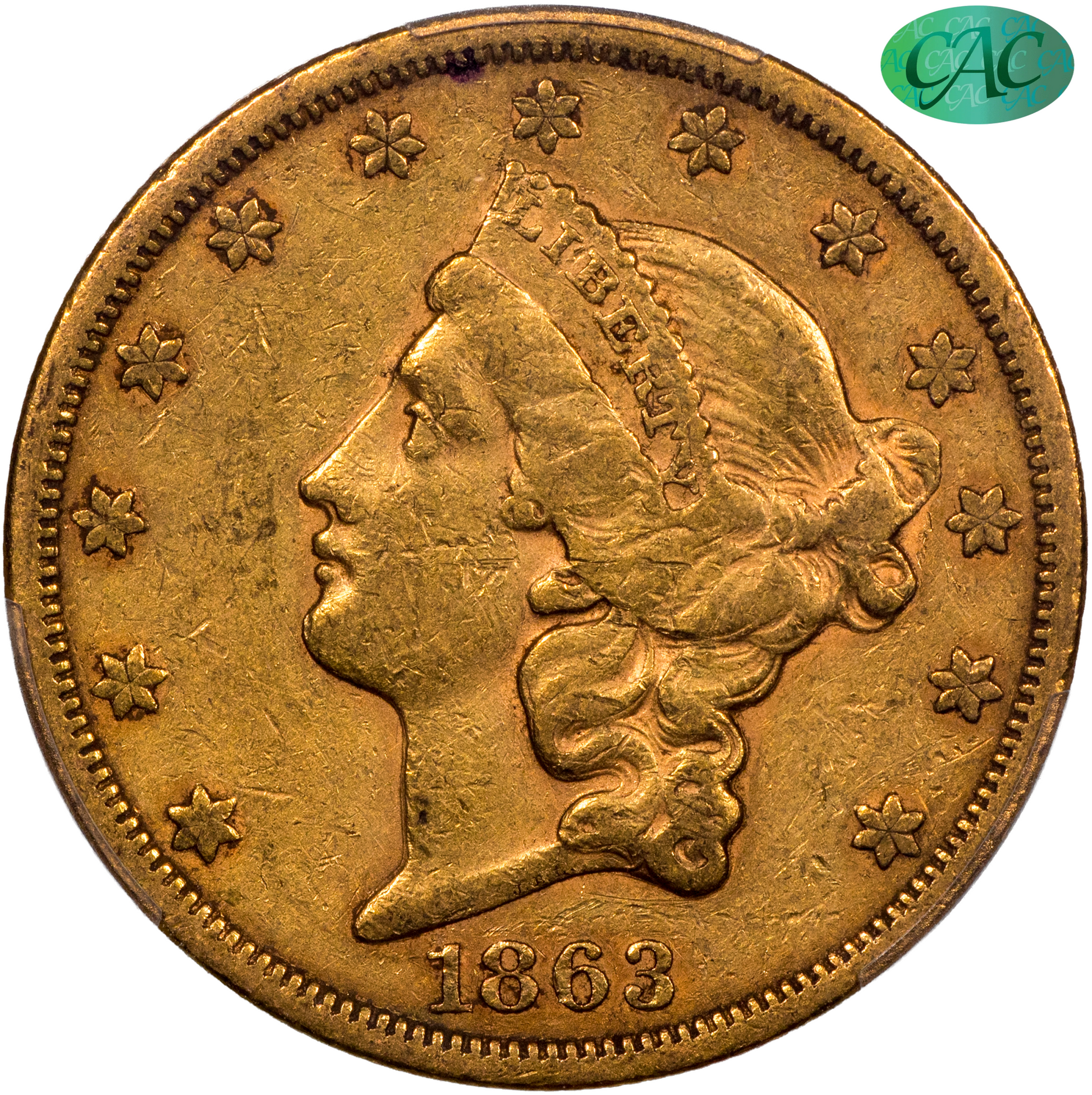 1863-S Liberty Head Double Eagle $20 XF40 PCGS CAC
