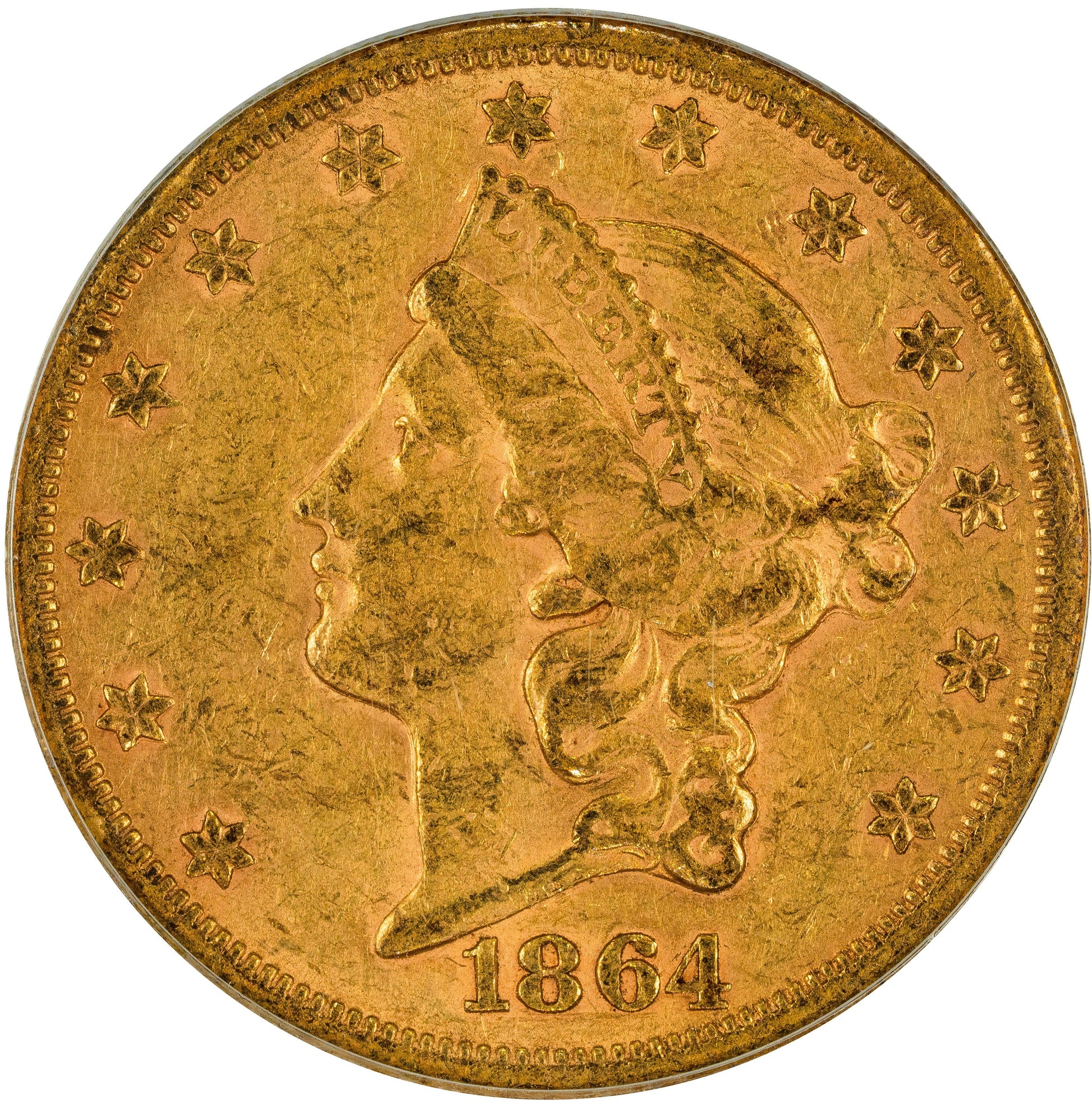 1864-S $20 XF40 OGH PCGS GOLD CAC