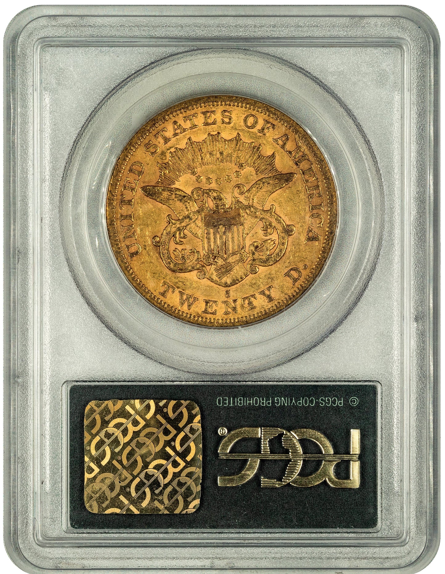 1864-S $20 XF40 OGH PCGS GOLD CAC REVERSE HOLDER