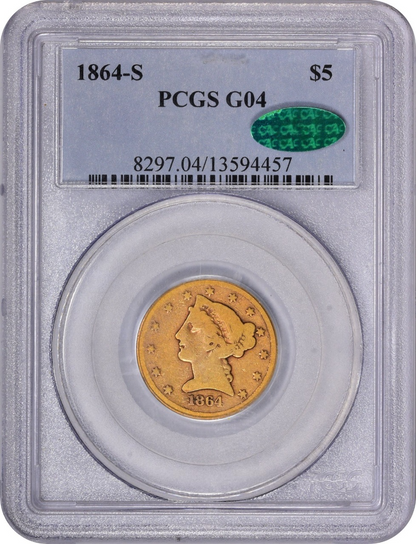 1864-S $5 G04 PCGS CAC - Paradime Coins | PCGS NGC CACG CAC Rare US Numismatic Coins For Sale