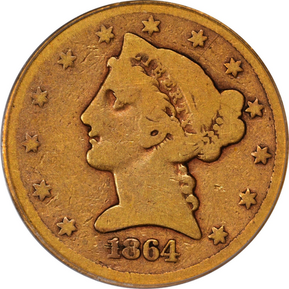 1864-S $5 G04 PCGS CAC - Paradime Coins | PCGS NGC CACG CAC Rare US Numismatic Coins For Sale