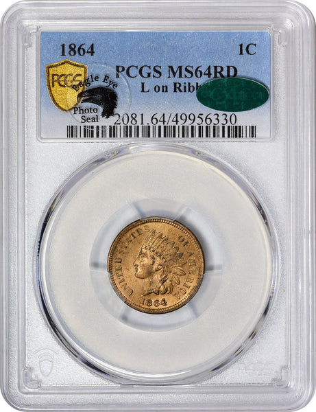 1864 1C L On Ribbon Ms64 Rd Pcgs Cac Eeps