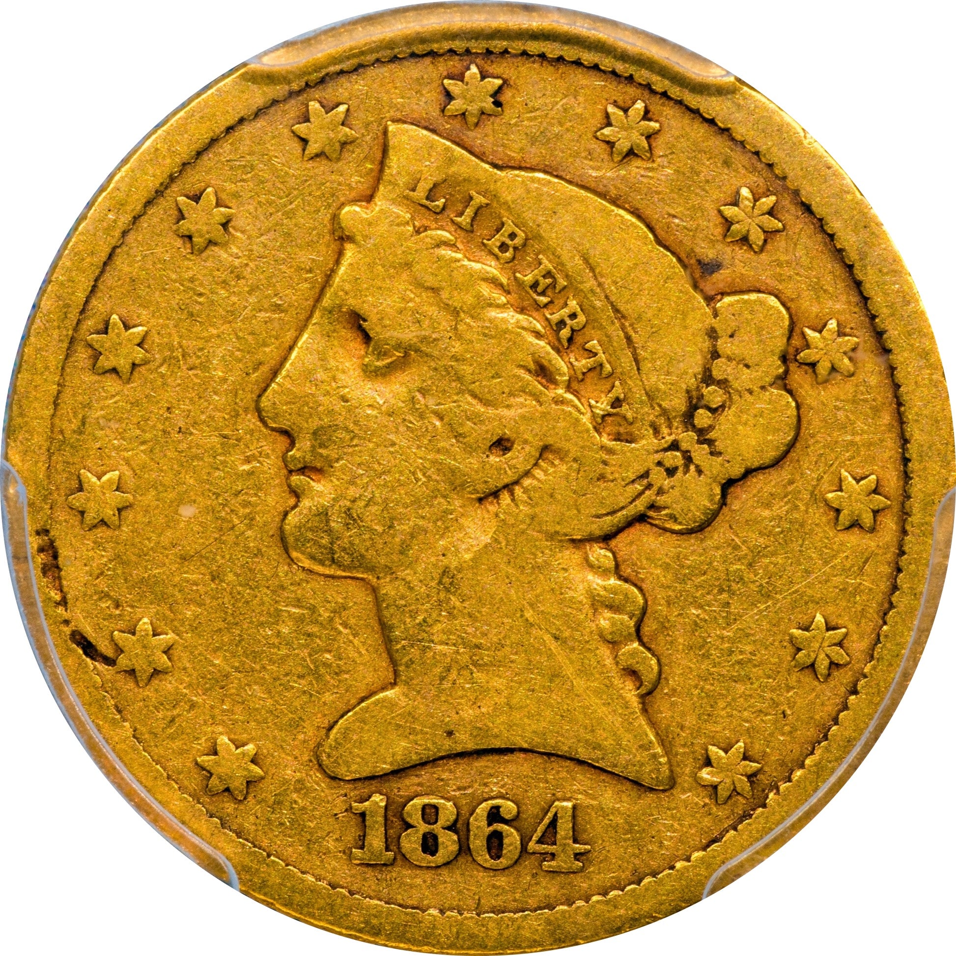 1864 $5 VG08 PCGS CAC