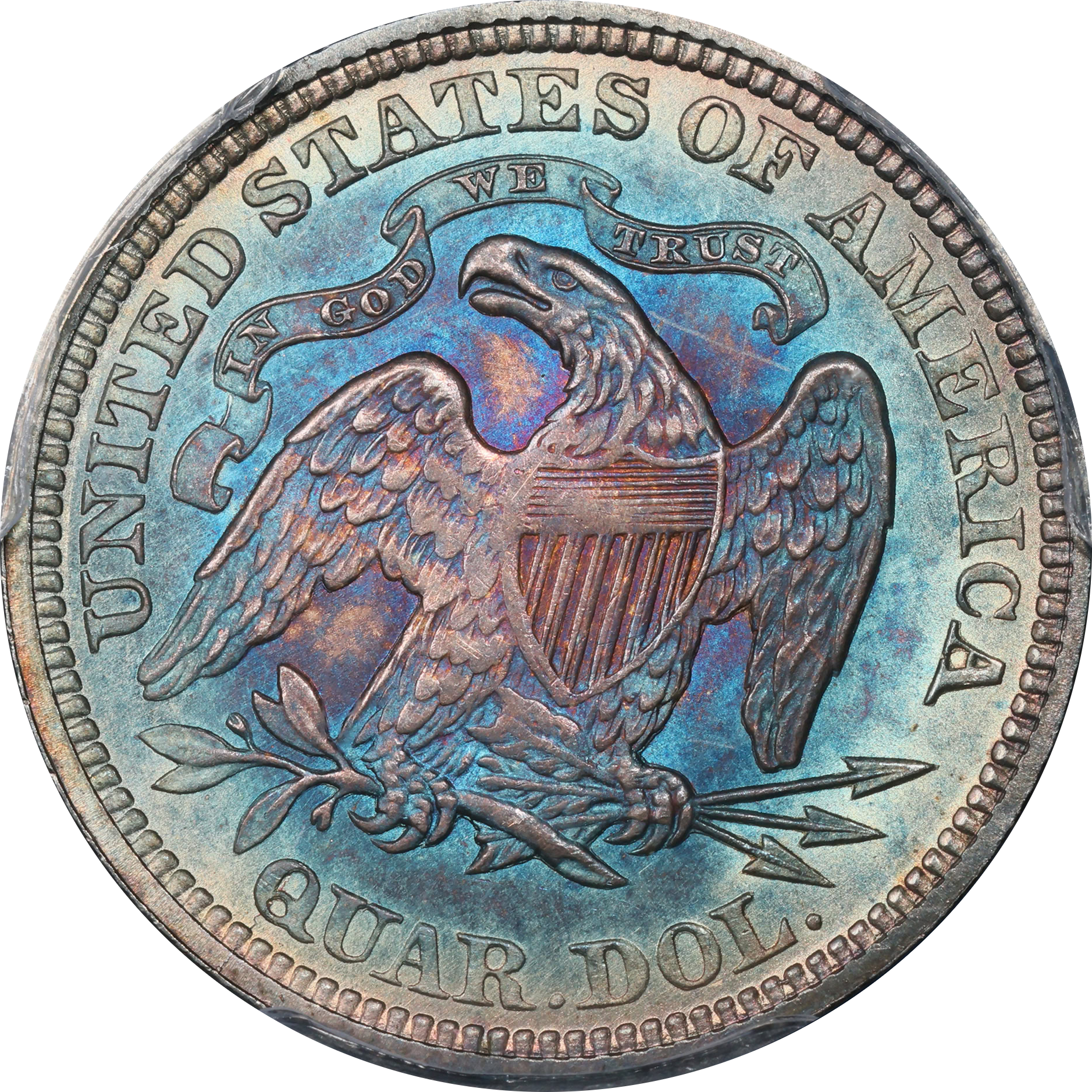 1866 25C MOTTO MS63 PCGS CAC 25C