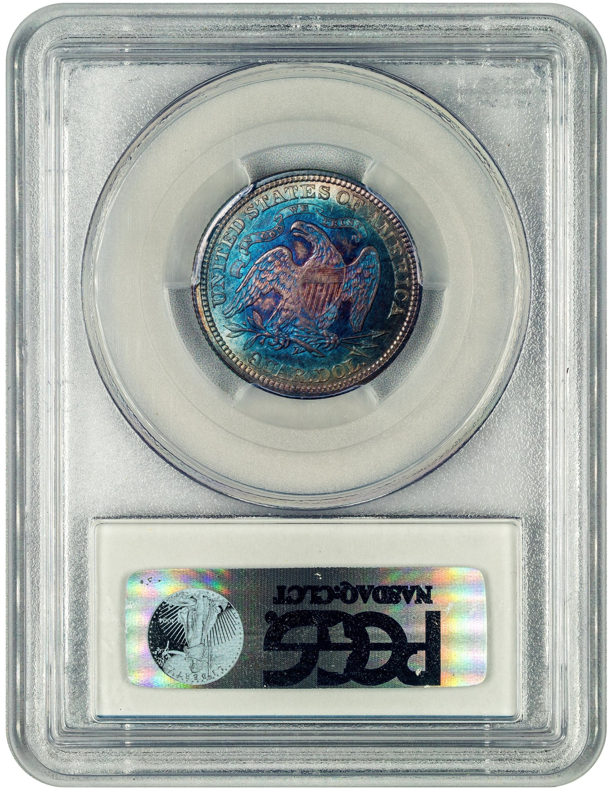 1866 25C MOTTO MS63 PCGS CAC 25C