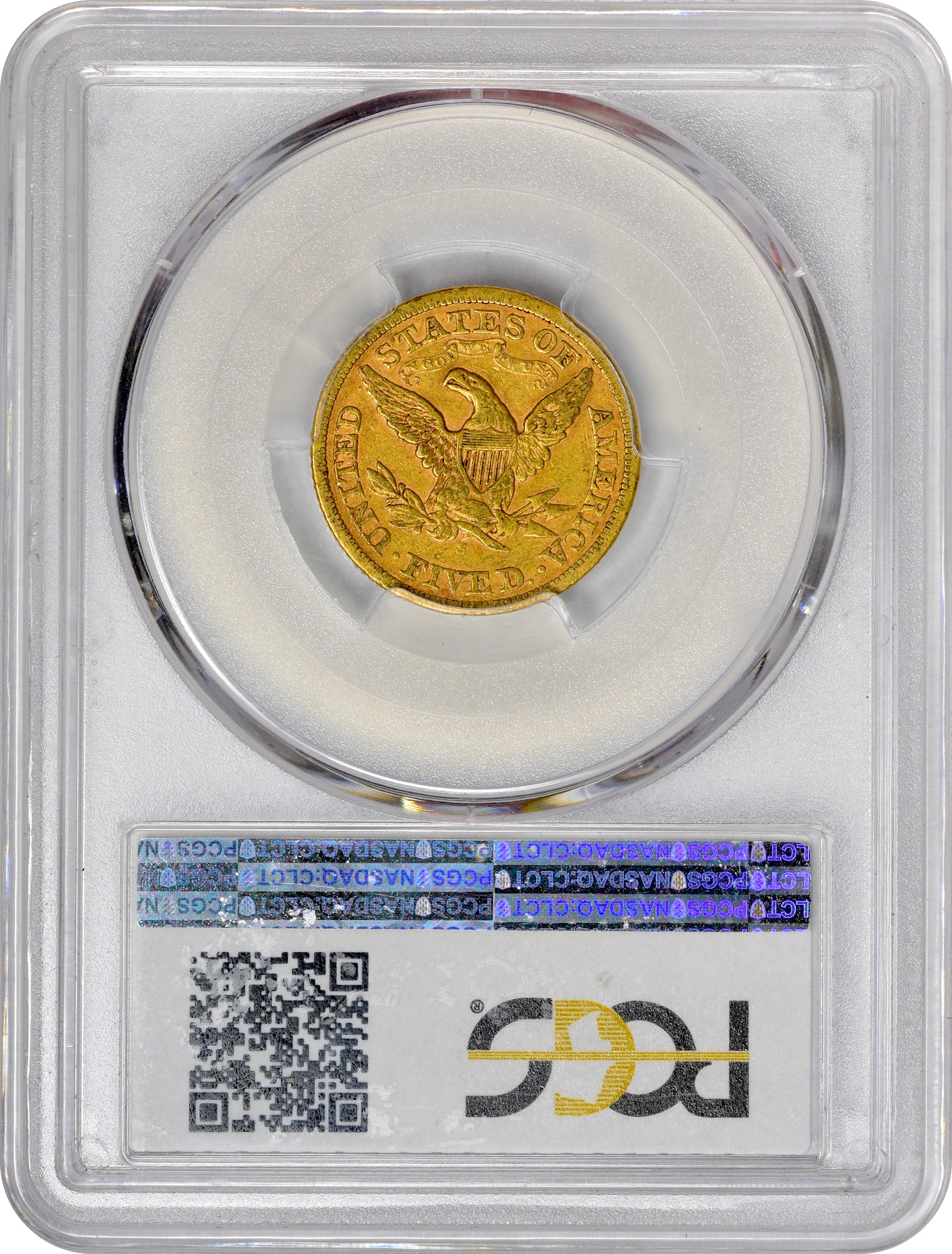 1867-S $5 XF40 PCGS CAC