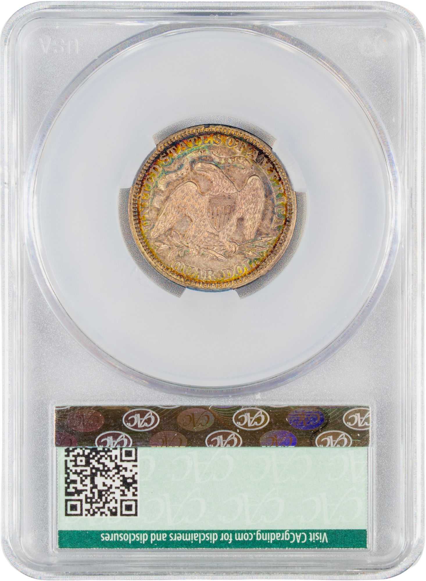 1867 25C AU50 CACG REVERSE HOLDER