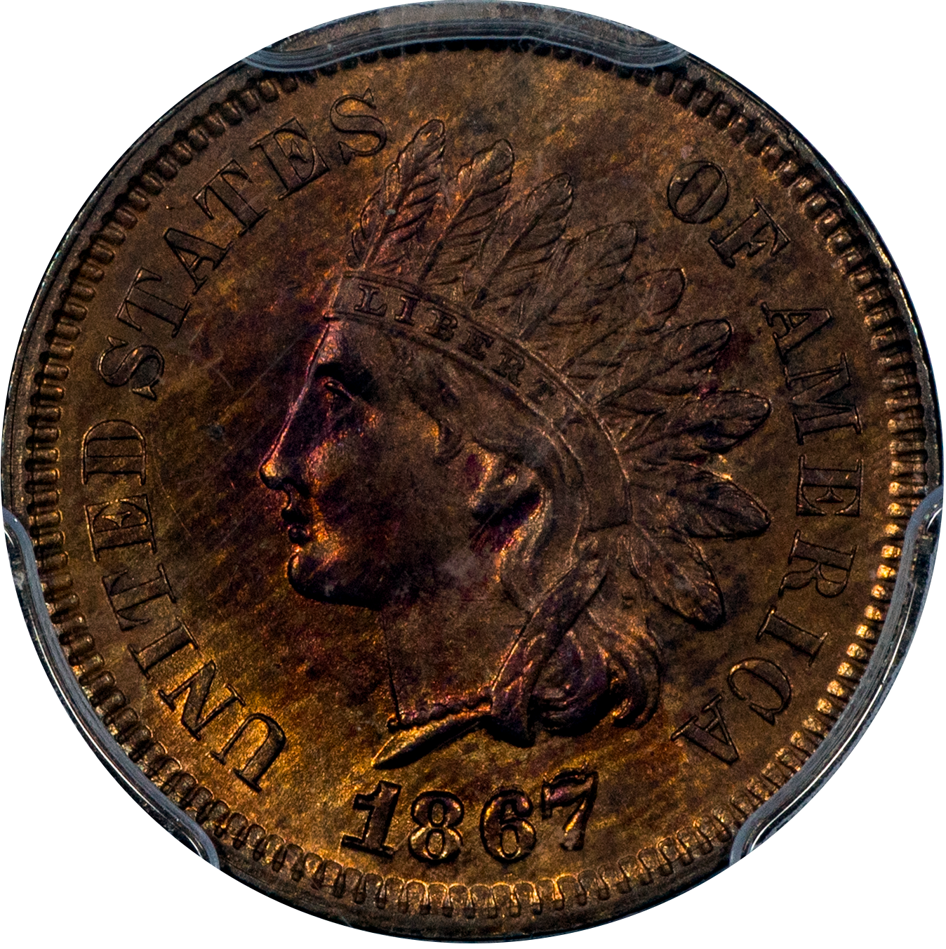 1867/67 1C MS63 RB PCGS EEPS – Paradime Coins