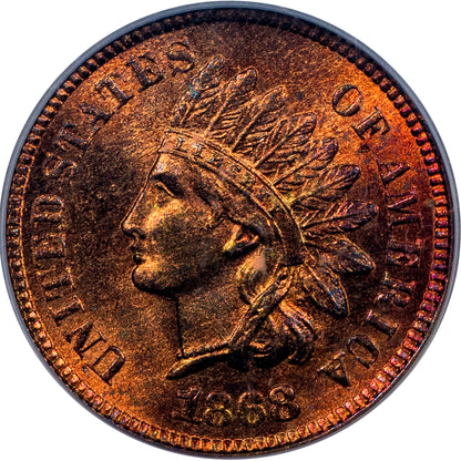 1868 1C INDIAN HEAD CENT MS64 RD PCGS CAC EEPS