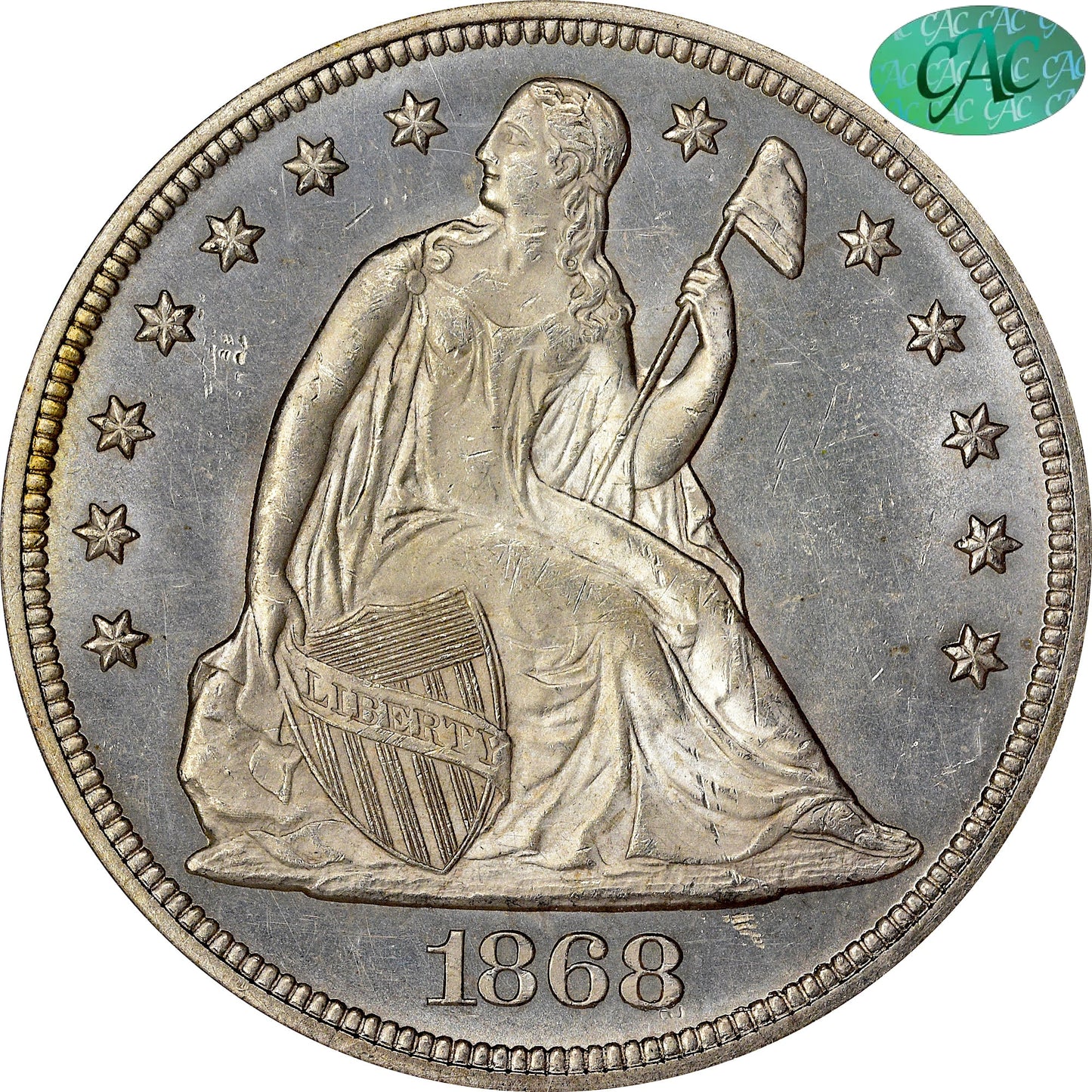 1868 $1 MS64+ PCGS CAC