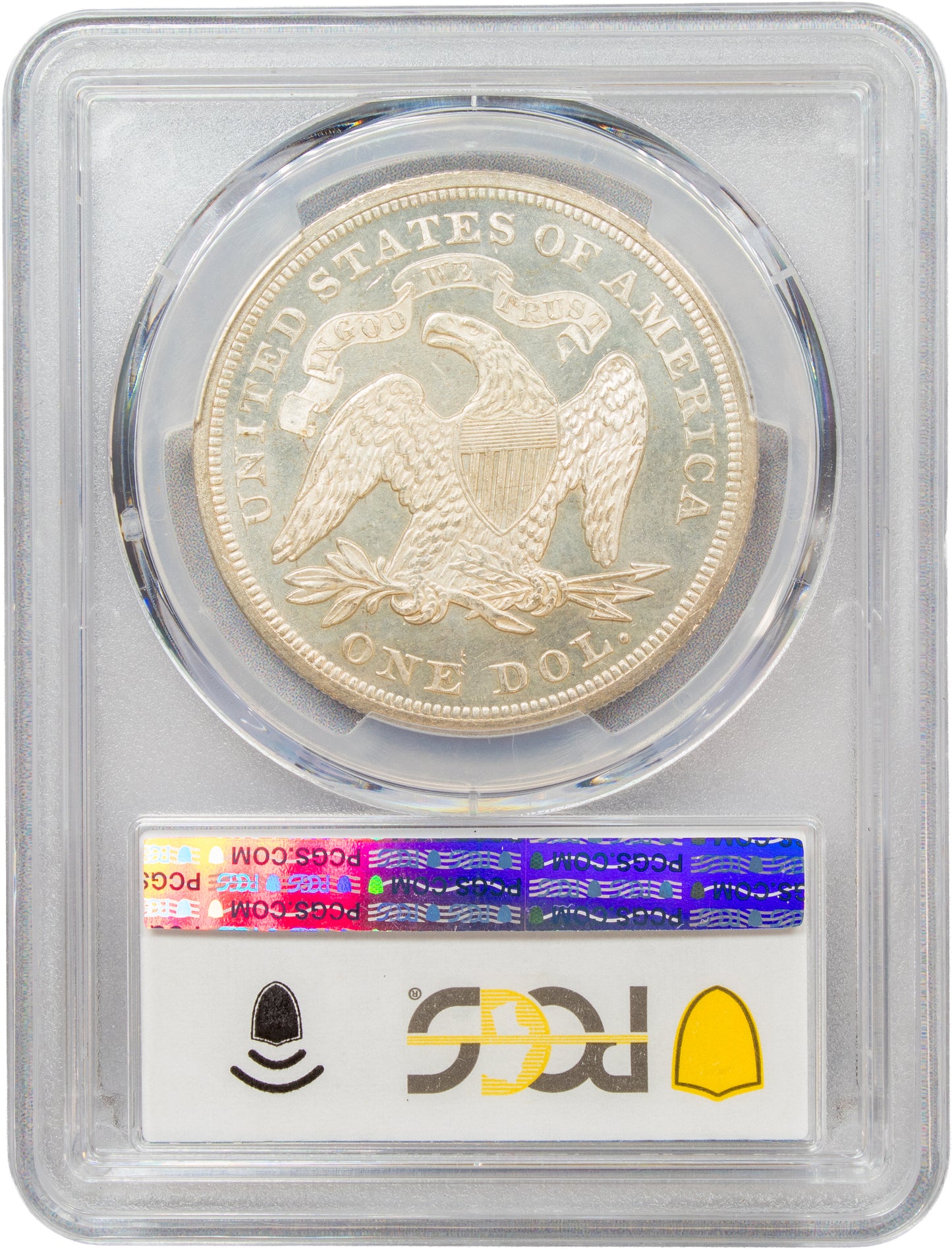 1868 $1 MS64+ PCGS CAC REVERSE HOLDER