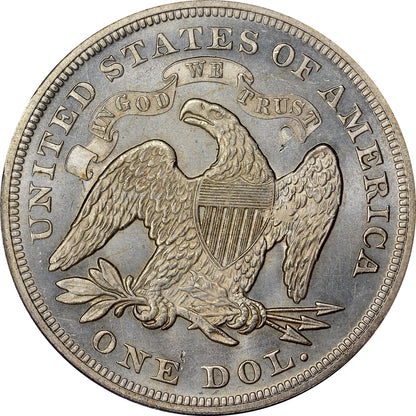1868 $1 MS64+ PCGS CAC REVERSE