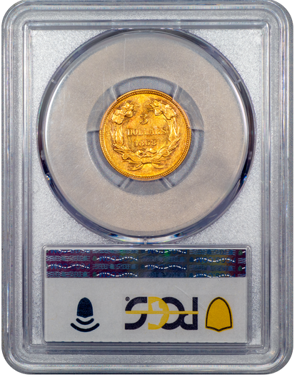 1868 Indian Princess $3 AU58 PCGS CAC Holder