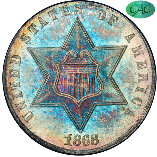 1868 Star Three Cent Silver 3CS MS66 PCGS CAC