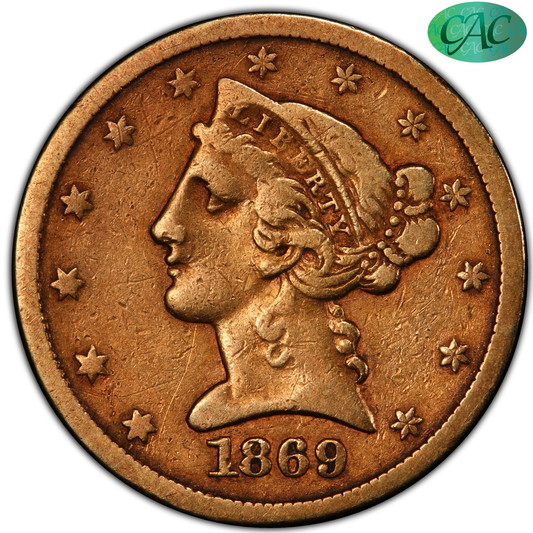 1869-S Liberty Head Half Eagle $5 VF25 PCGS CAC