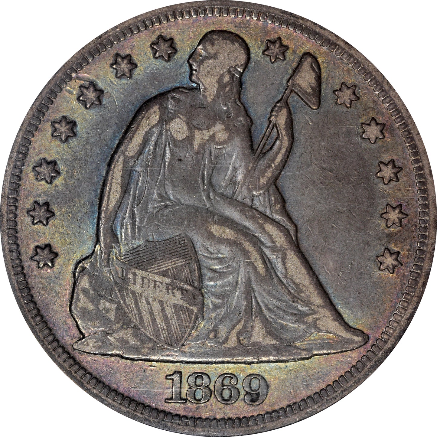 1869 $1 F15 PCGS CAC