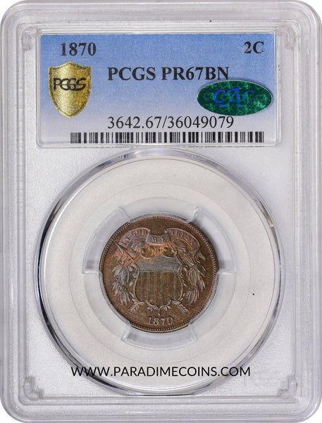 1870 2C PR67 BN PCGS CAC - Paradime Coins | PCGS NGC CACG CAC Rare US Numismatic Coins For Sale