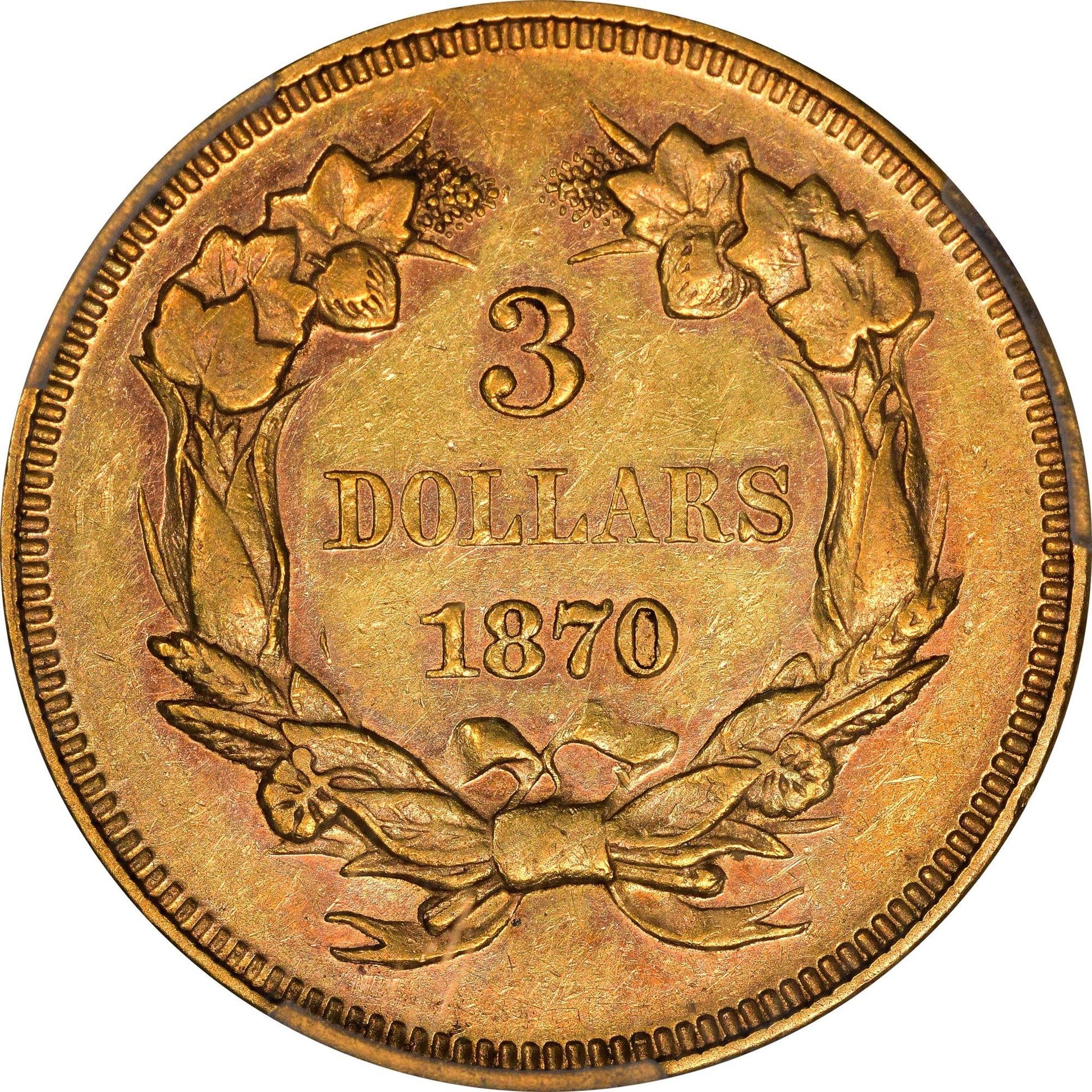 1870 $3 AU58 PCGS CAC - Paradime Coins | PCGS NGC CACG CAC Rare US Numismatic Coins For Sale