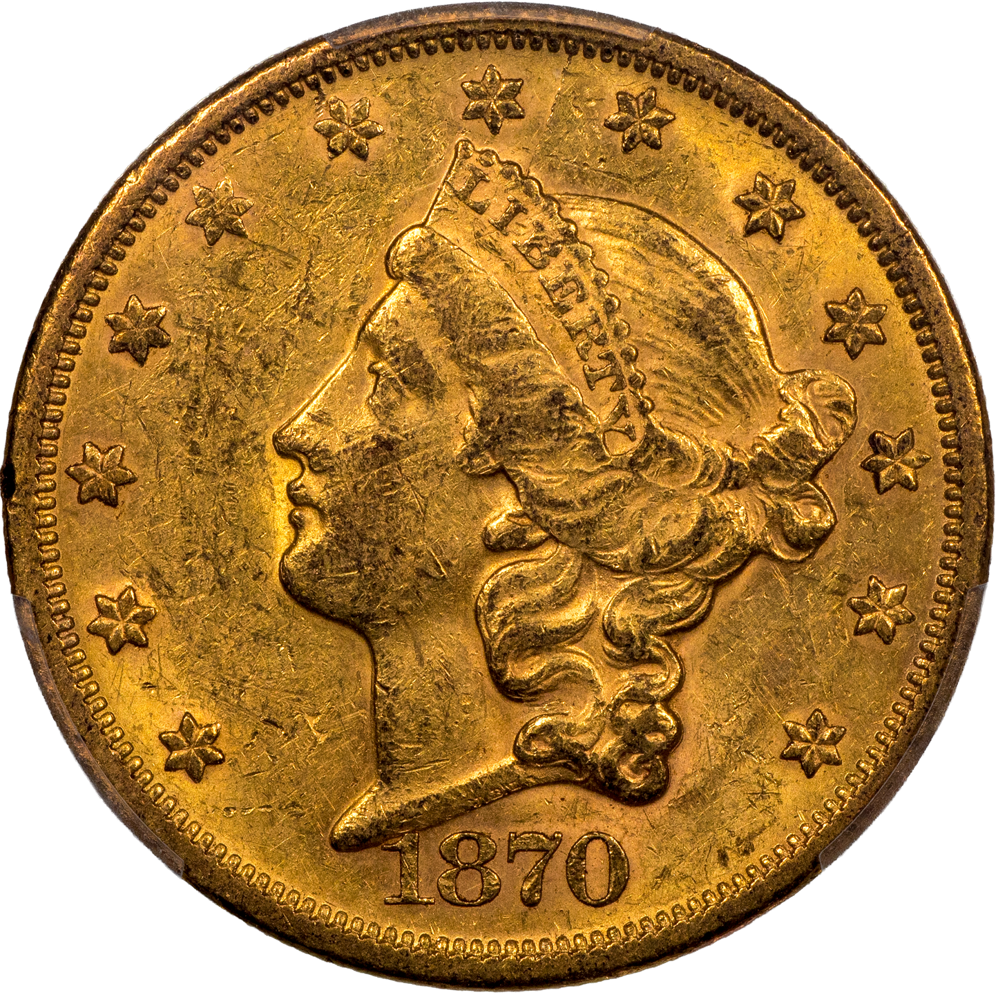 1870-S $20 AU58 PCGS CAC