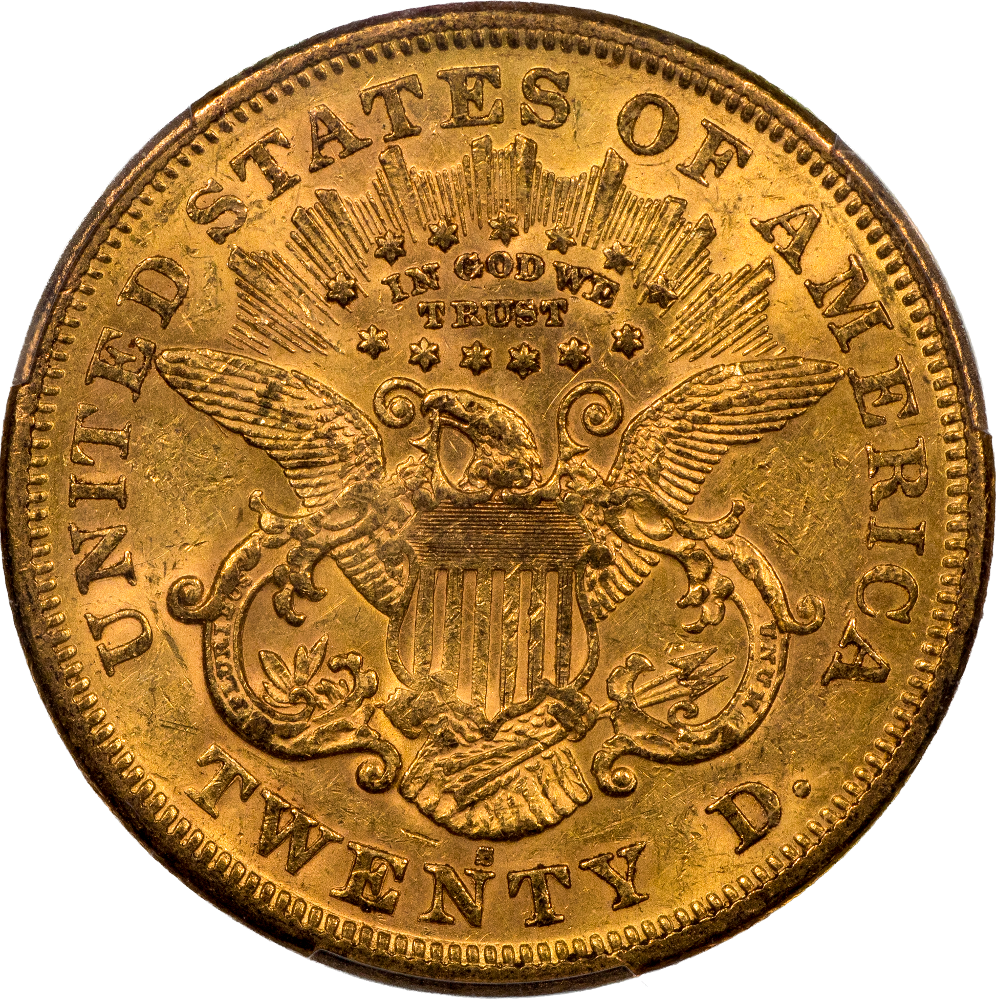 1870-S $20 AU58 PCGS CAC