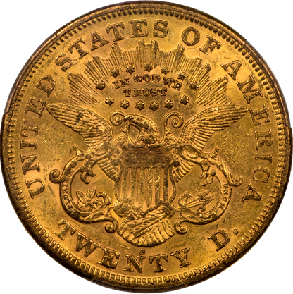 1870-S $20 AU58 PCGS CAC