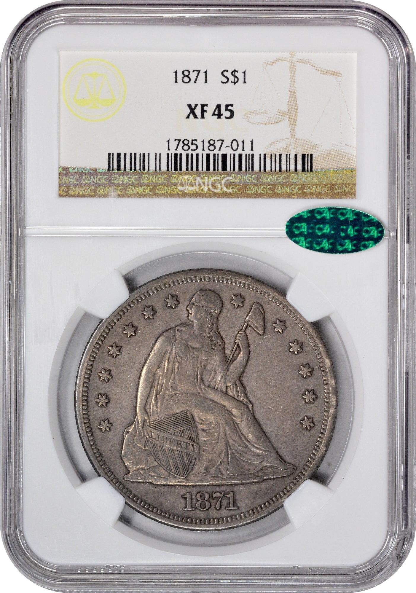 1871 $1 Xf45 Ngc Cac