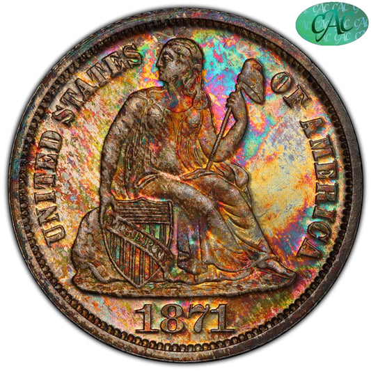 1871 10C MS66 PCGS CAC EX BENDER COLLECTION
