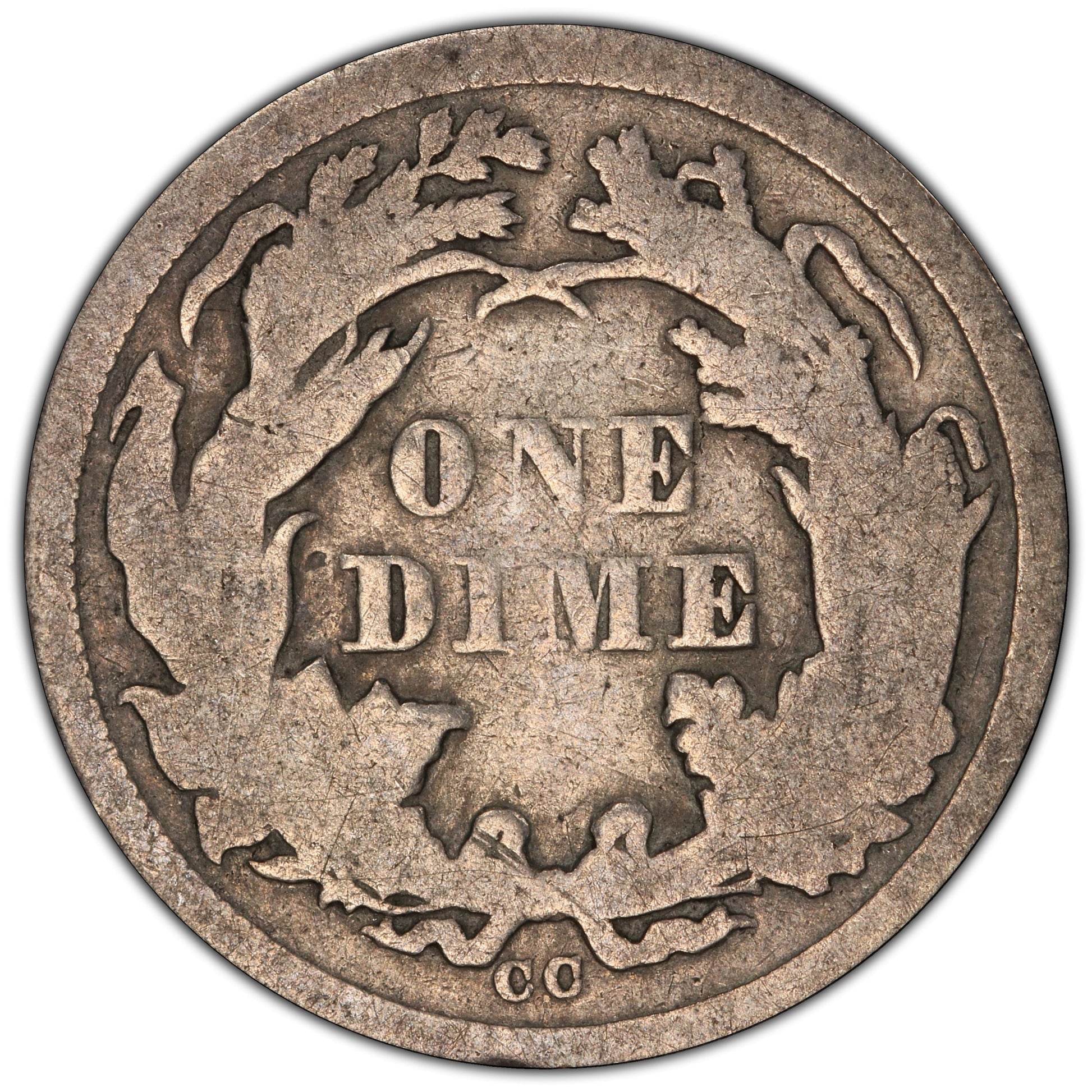 1871-CC 10C VG08 PCGS CAC 10C