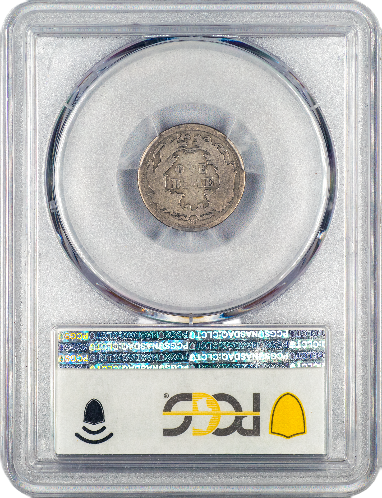 1871-CC 10C VG08 PCGS CAC REVERSE HOLDER