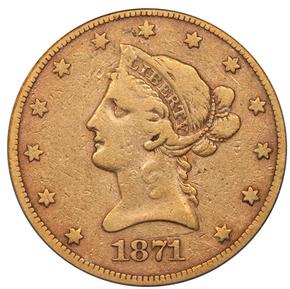 1871-CC $10 VG10 OGH PCGS CAC