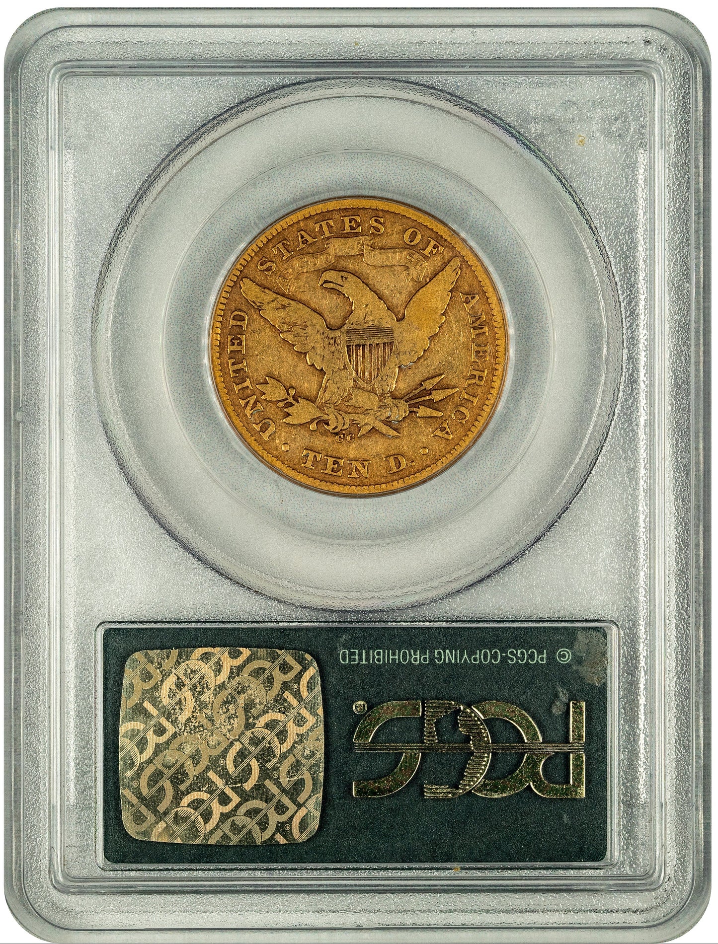 1871-CC $10 VG10 OGH PCGS CAC REVERSE HOLDER