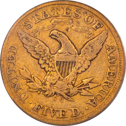 1871-CC Liberty Head Half Eagle $5 VG10 OGH PCGS CAC Reverse