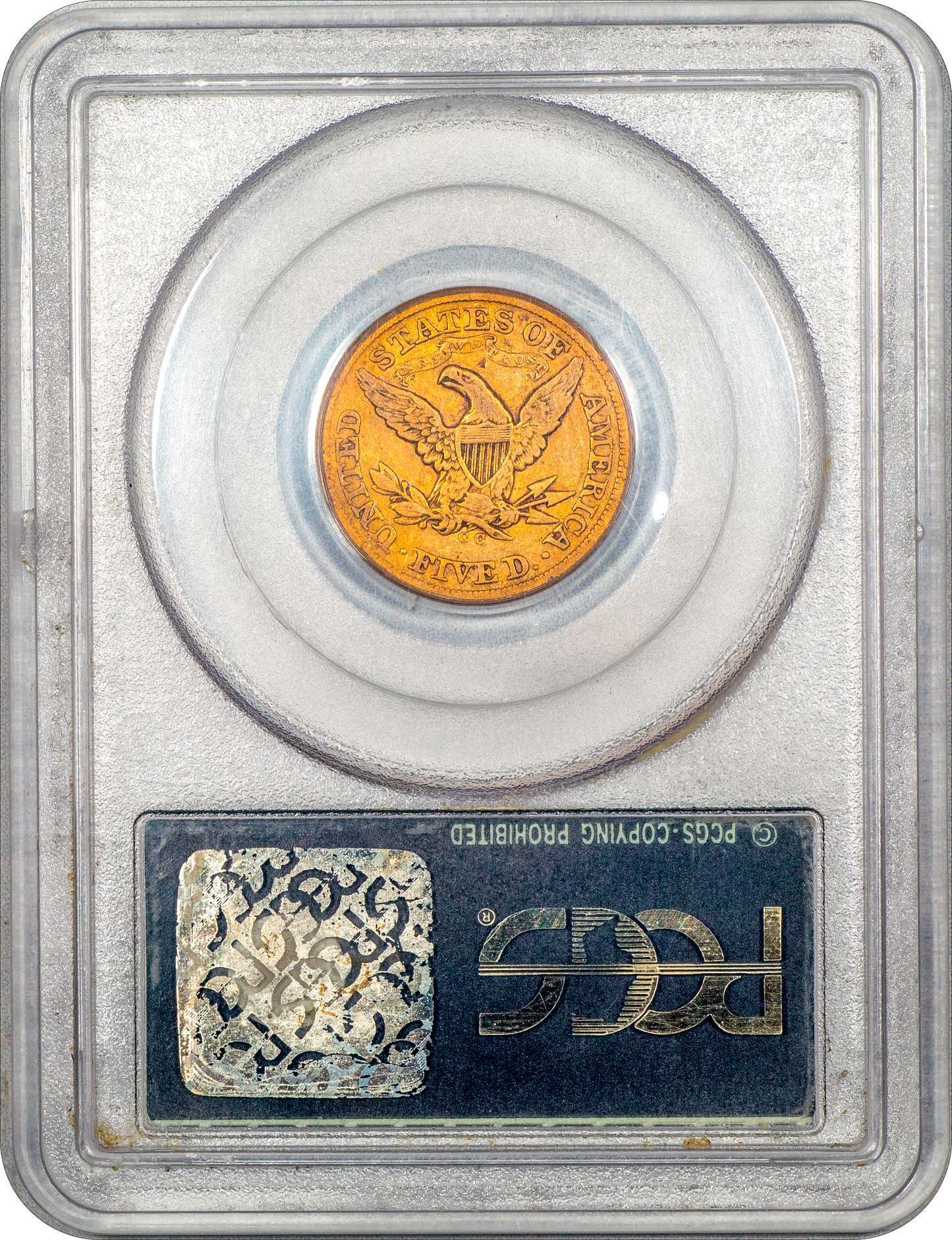 1871-CC Liberty Head Half Eagle $5 VG10 OGH PCGS CAC Reverse Holder