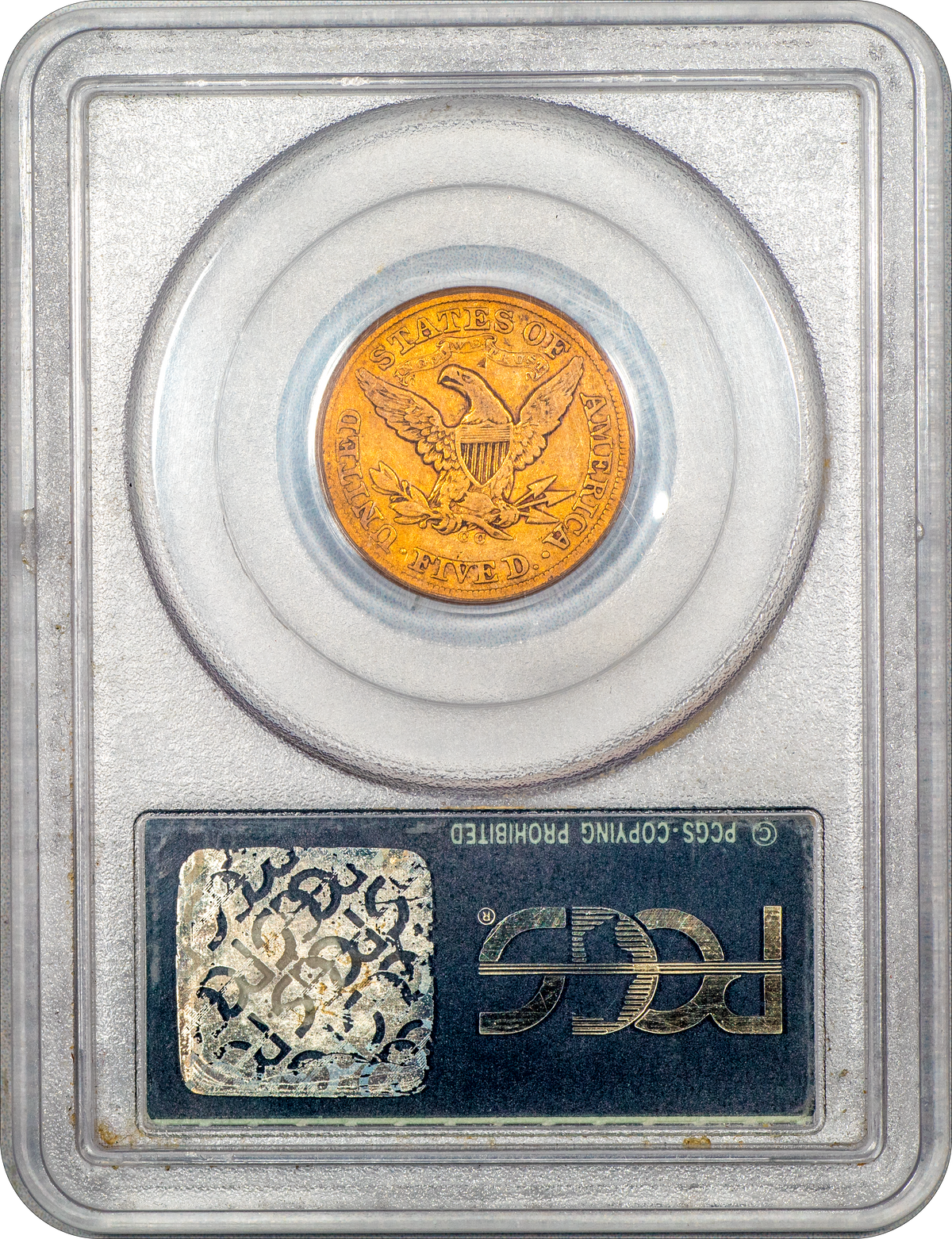 1871-CC Liberty Head Half Eagle $5 VG10 OGH PCGS CAC Reverse Holder