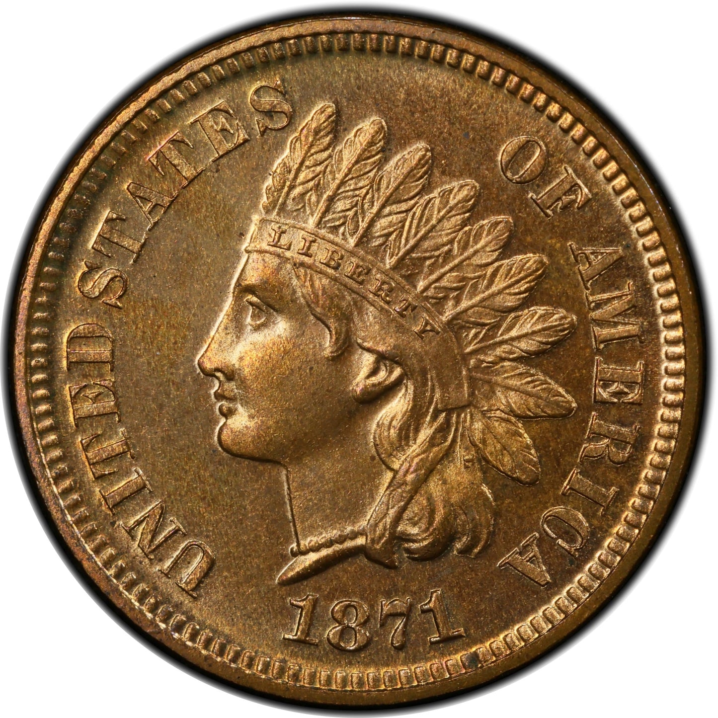 1871 1C PR64 RD PCGS GOLD CAC EEPS 1C