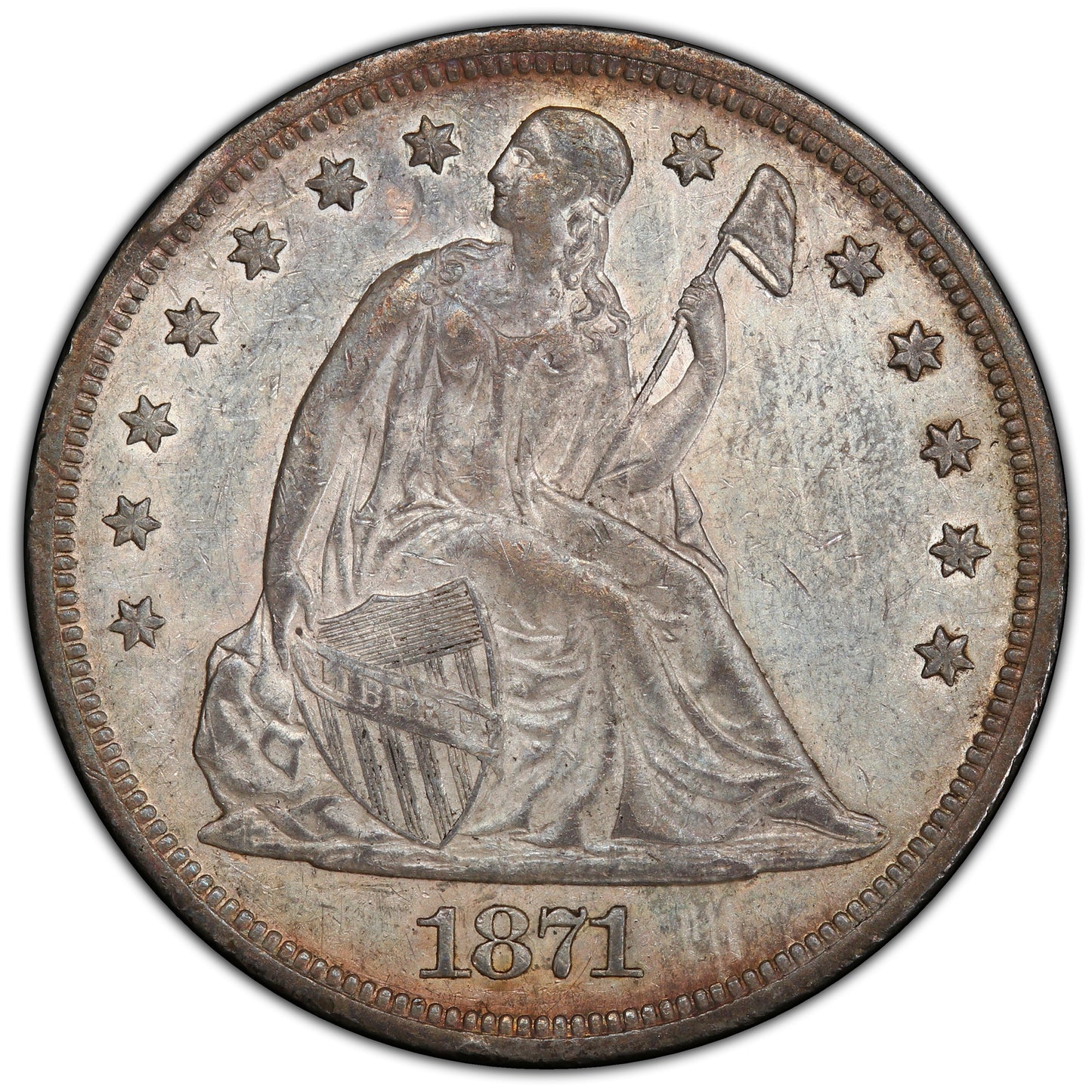1871 $1 AU50 PCGS CAC
