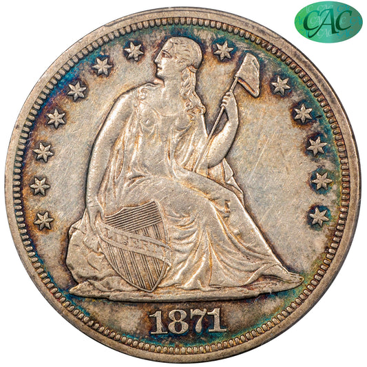 1871 $1 LIBERTY SEATED DOLLAR AU53 PCGS CAC