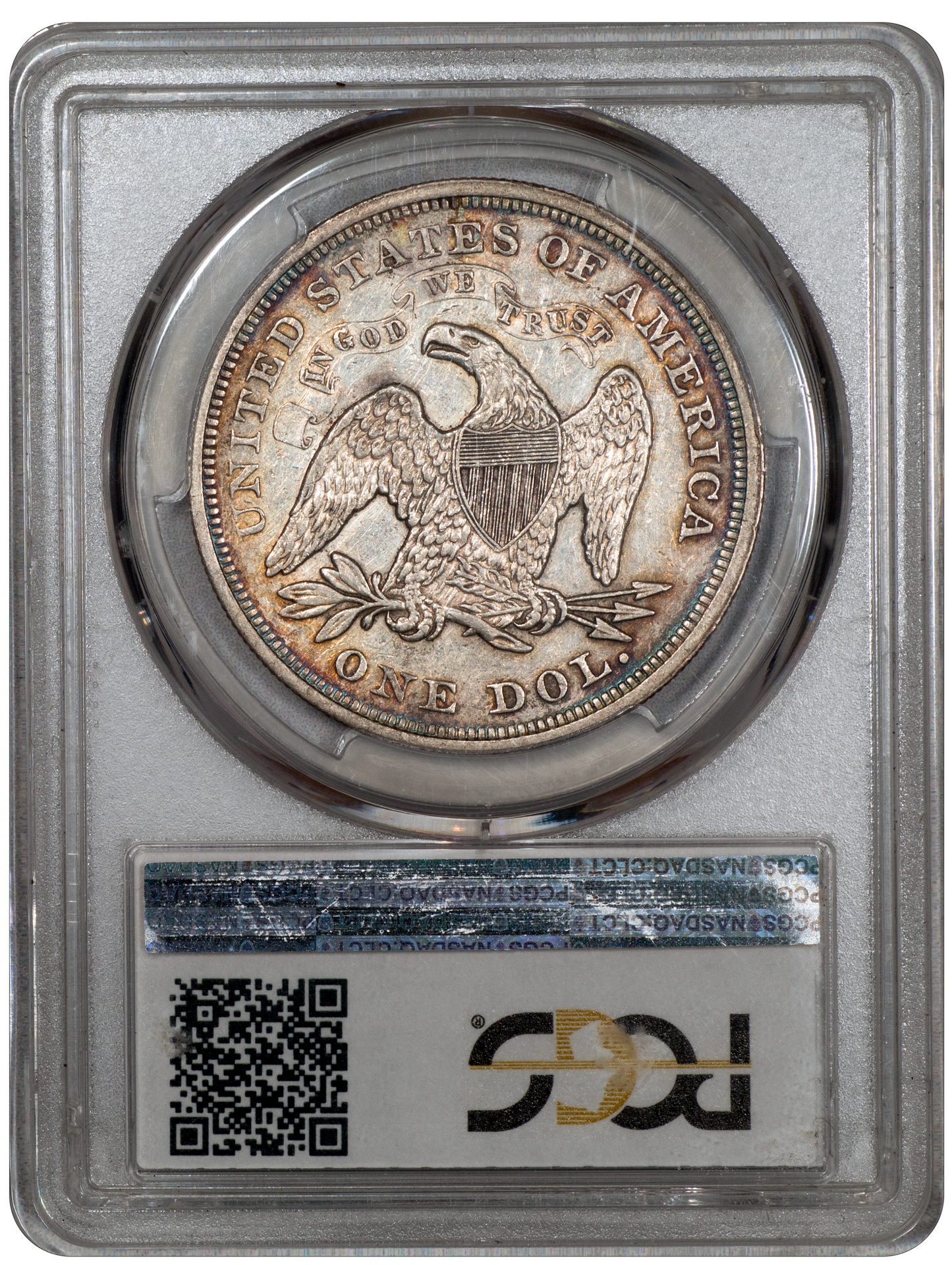1871 $1 LIBERTY SEATED DOLLAR AU53 PCGS CAC REVERSE HOLDER