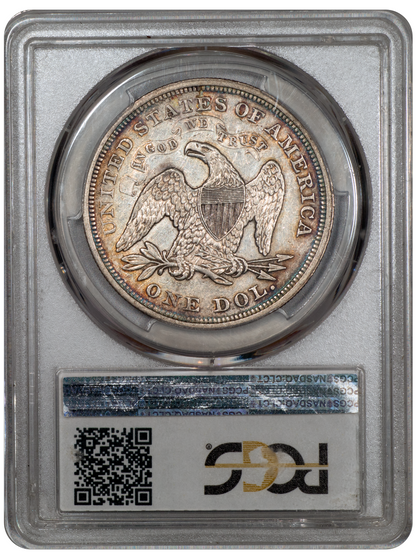 1871 $1 LIBERTY SEATED DOLLAR AU53 PCGS CAC REVERSE HOLDER