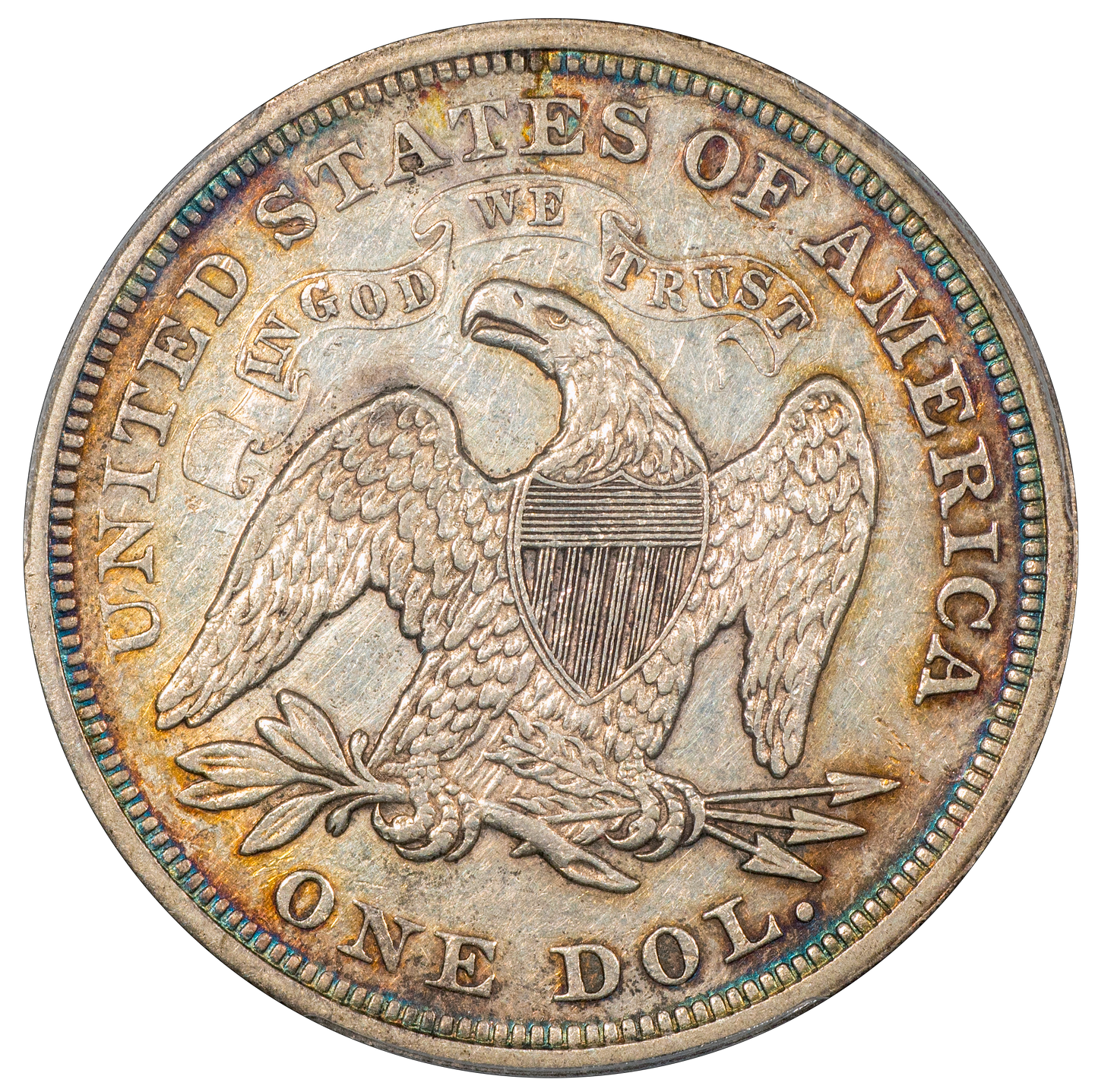 1871 $1 LIBERTY SEATED DOLLAR AU53 PCGS CAC REVERSE