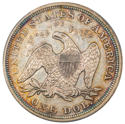 1871 $1 LIBERTY SEATED DOLLAR AU53 PCGS CAC REVERSE