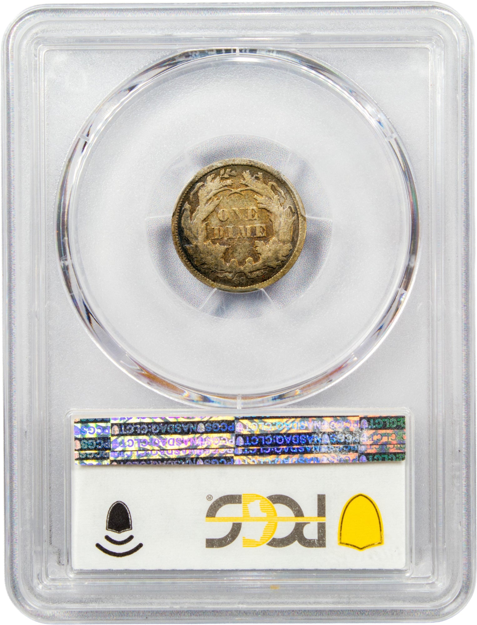 1872-CC 10C VF25 PCGS CAC REVERSE HOLDER