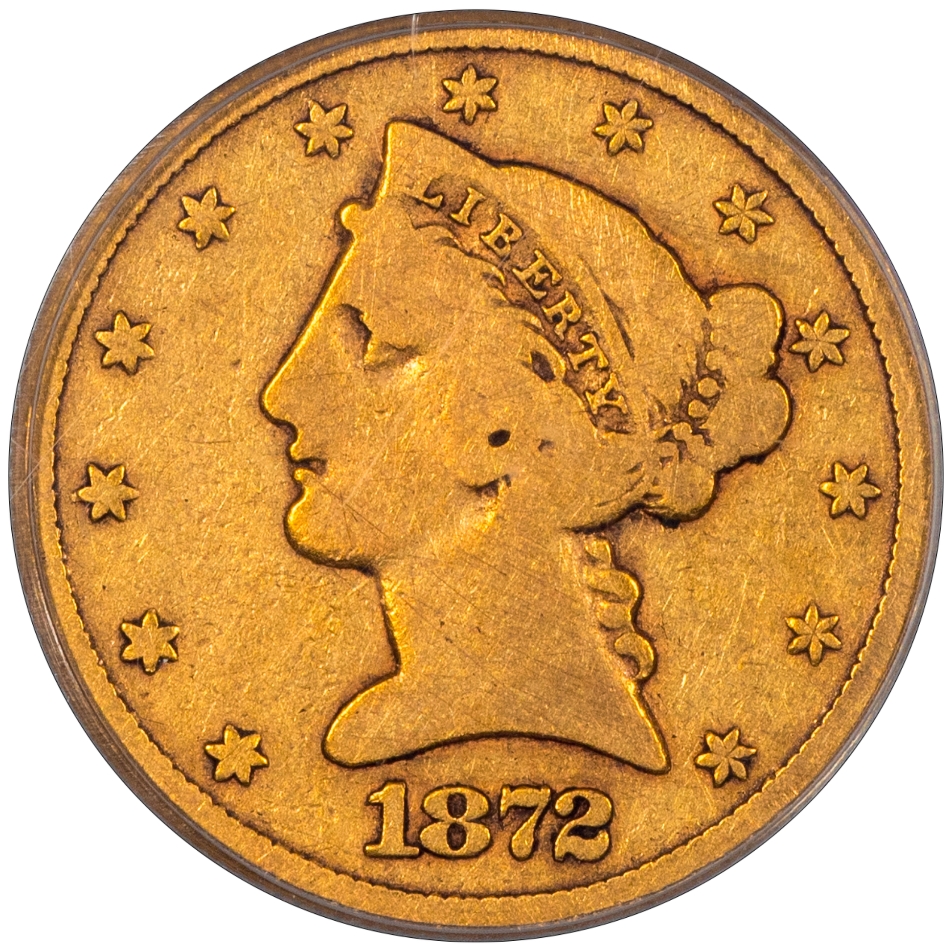 1872-CC Liberty Head Half Eagle $5 VG08 PCGS CAC