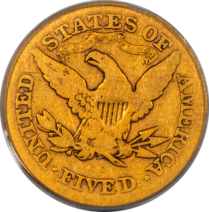 1872-CC Liberty Head Half Eagle $5 VG08 PCGS CAC Reverse