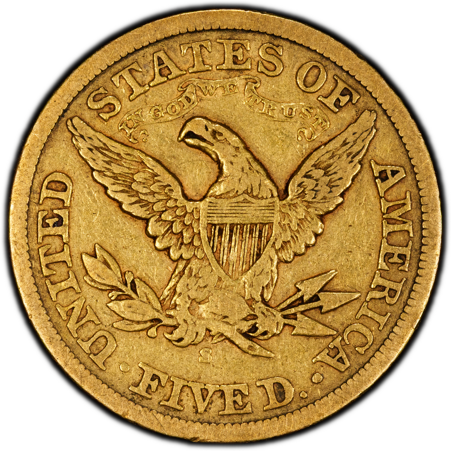 1872-S $5 VF30 PCGS CAC REVERSE