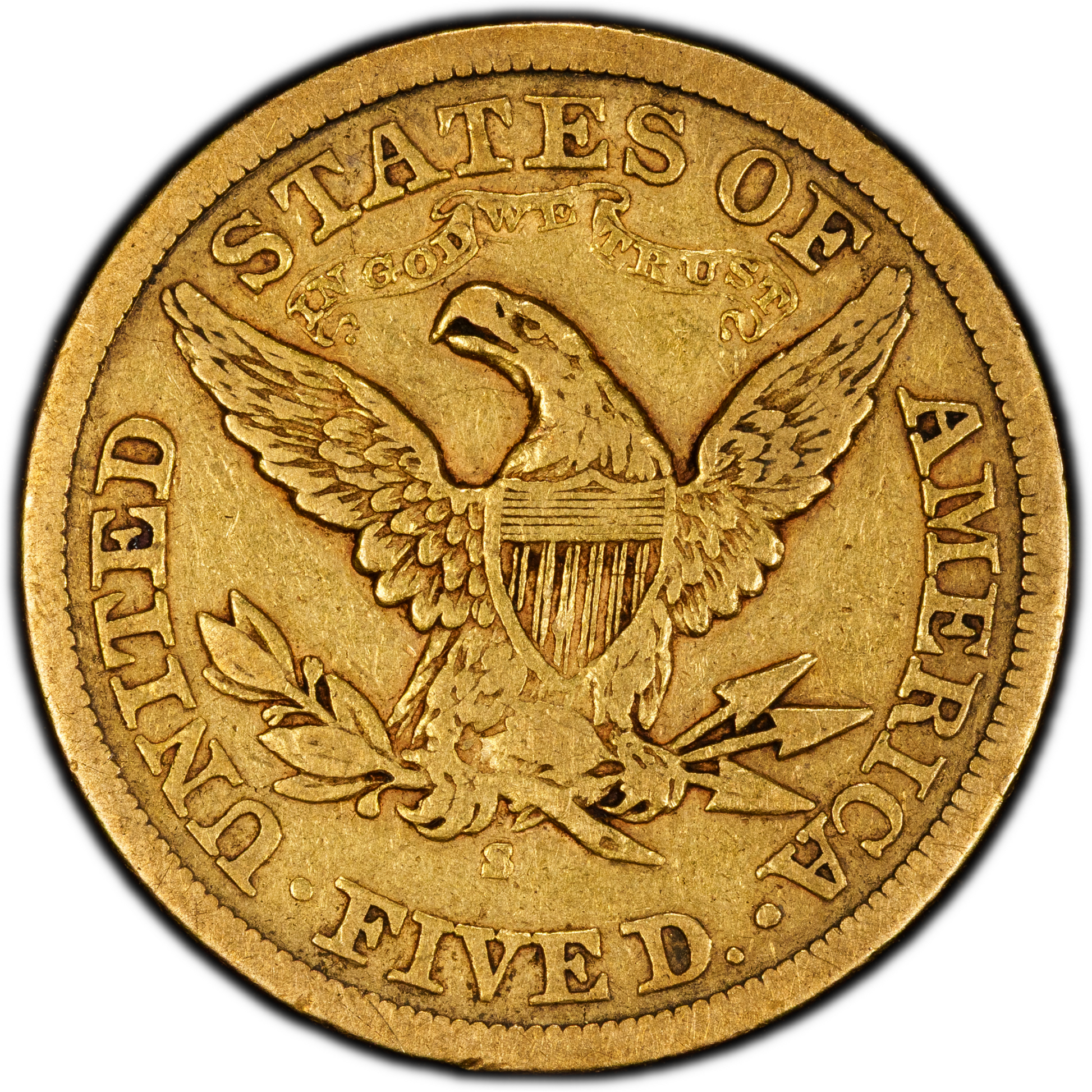 1872-S $5 VF30 PCGS CAC REVERSE