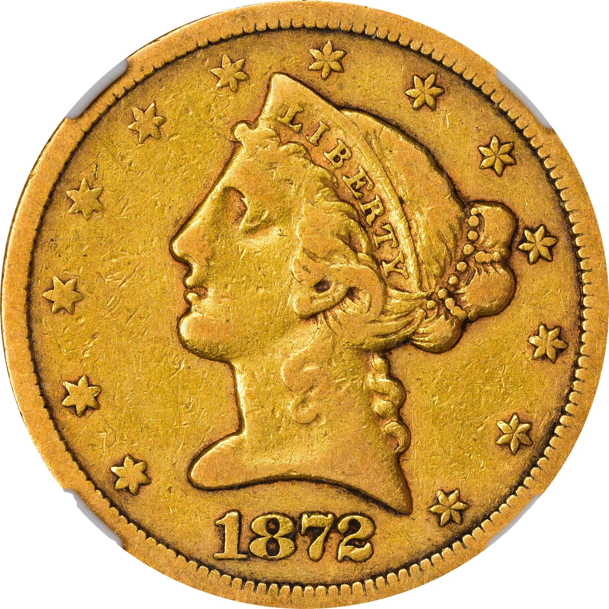 1872-S Liberty Head Half Eagle $5 VF30 CACG